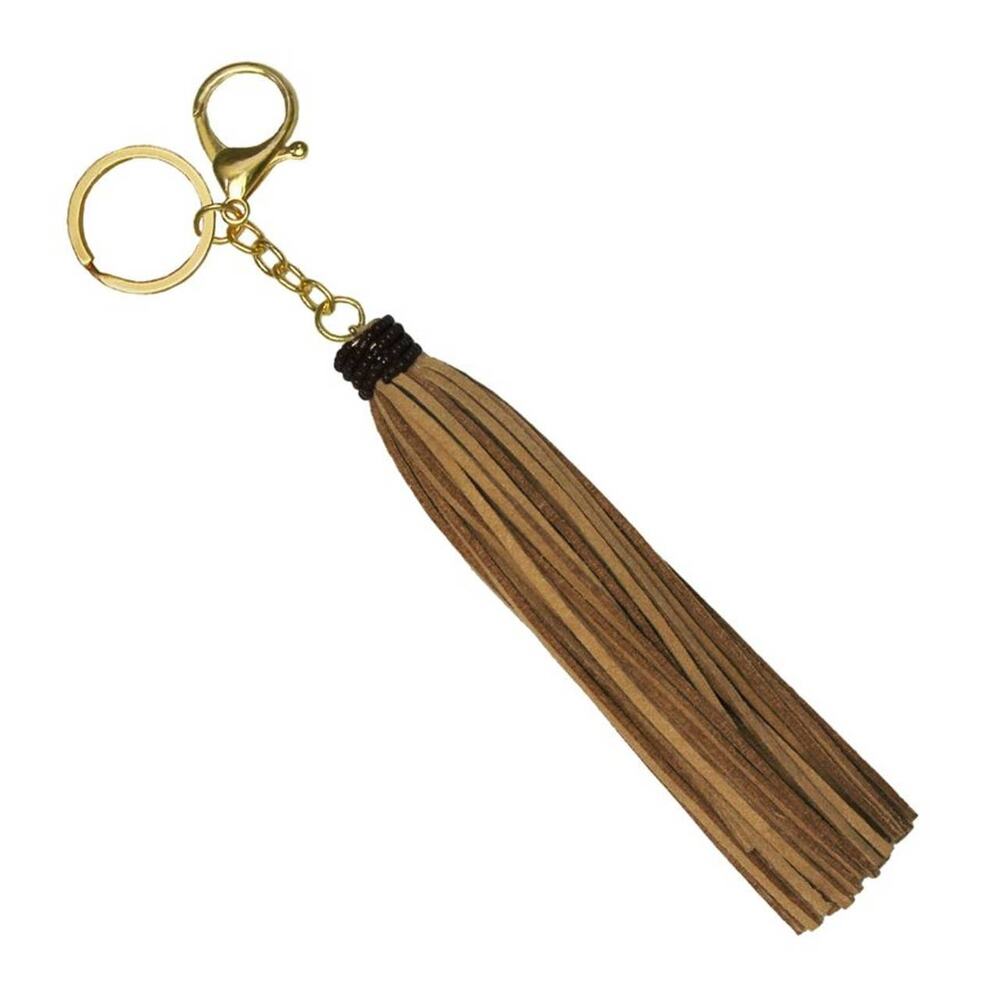 Tan Leather Tassel Bag Charm